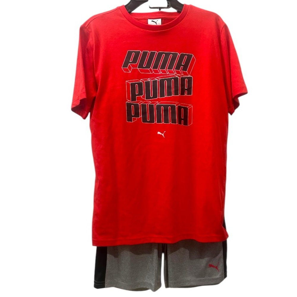 Puma Boy’s 2 Piece Inte For All Time Athletic Jersey Tee & Poly Shorts Set NWT